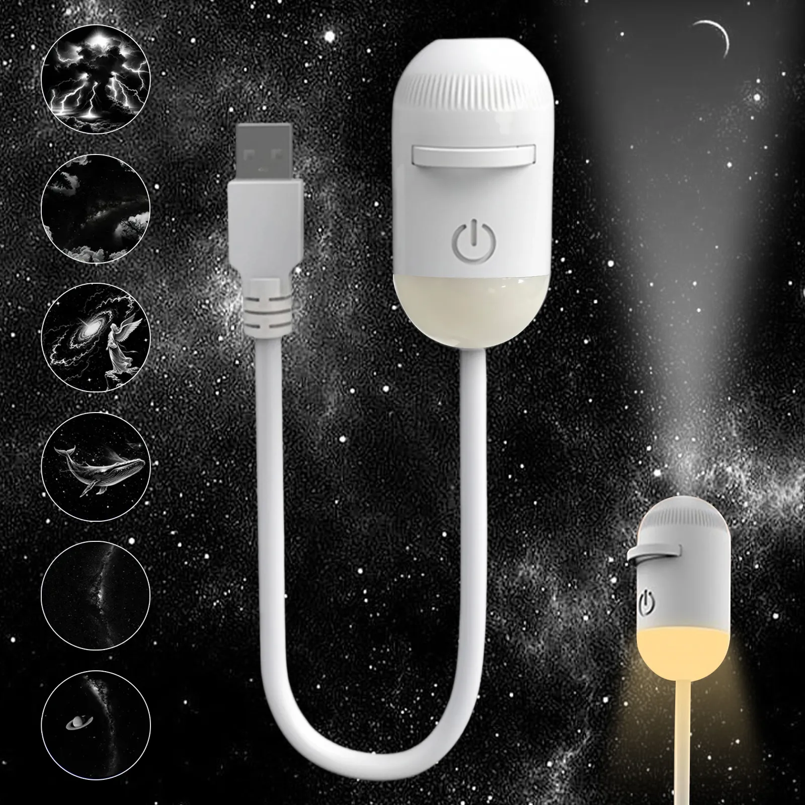 Galaxy star projector night light with 6 films