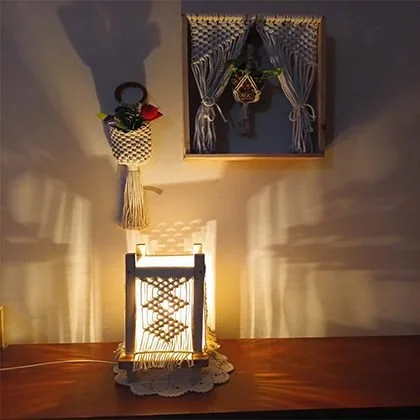 Macrame table lamp for a warm, inviting home