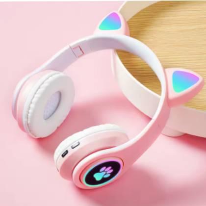 Bluetooth Wireless Headphones Cat Ear Glow Light Stereo Bass Helmets Children Gamer Girl Gifts PC Phone Gaming Headset